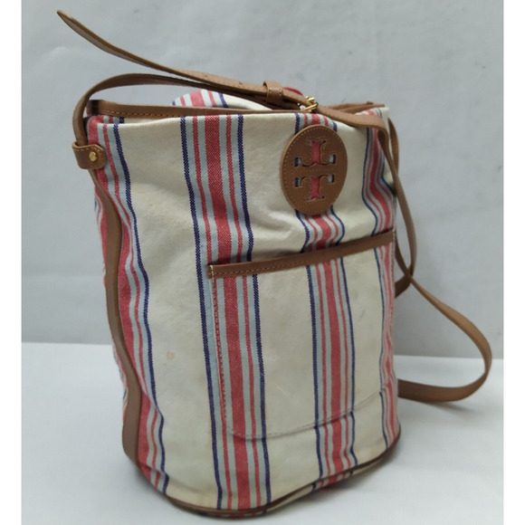 Tory Burch Multicolor Stripes Bucket Drawstring Crossbody Bag - Picture 3 of 16